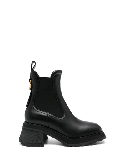 Moncler Gigi Embellished Leather Chelsea Boots In Black