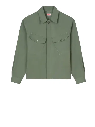 Kenzo Green Regular Solid Shirt In Green