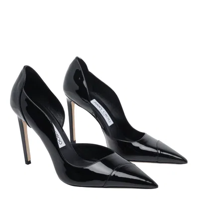 Jimmy Choo Brigitte Black Pumps With Thin Heel In Shiny Leather Woman