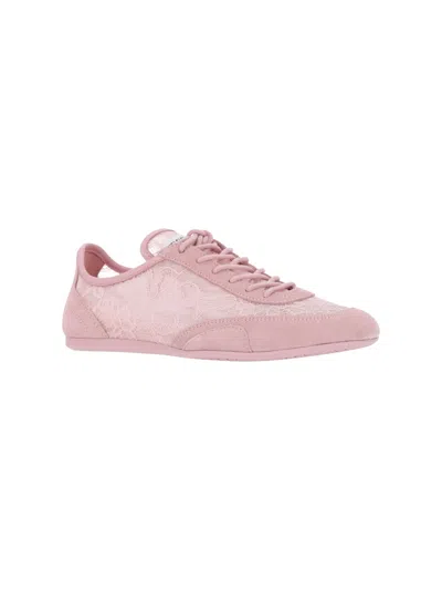 Jimmy Choo Sunny Floral Lace And Suede Trainers In Pink