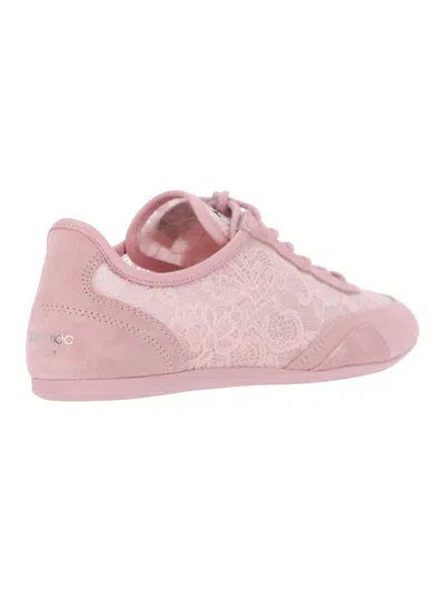 Jimmy Choo Sunny Floral Lace And Suede Trainers In Pink