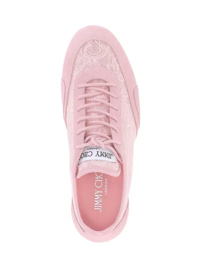 Jimmy Choo Sunny Floral Lace And Suede Trainers In Pink