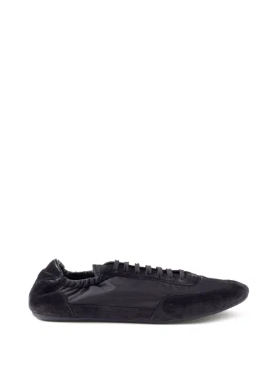 Prada Collapse Re-nylon And Suede Elasticized Sneakers Shoes In Black