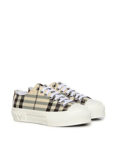 Burberry Check Embossed-logo Sneakers In Neutral