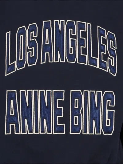 Anine Bing Womens Vintage Black Harry Logo-embroidered Cotton Sweatshirt In Blue