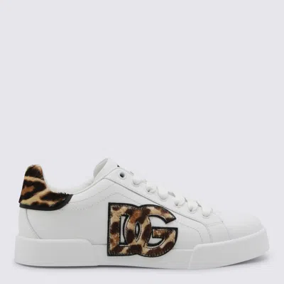 Dolce & Gabbana Portofino Light Strobel Nappa Calfskin Sneakers In White