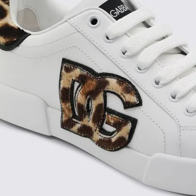 Dolce & Gabbana Portofino Light Strobel Nappa Calfskin Sneakers In White