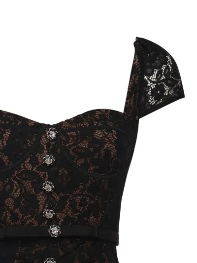 Self-portrait Belted Embellished Cotton-blend Lace Midi Dress In Black