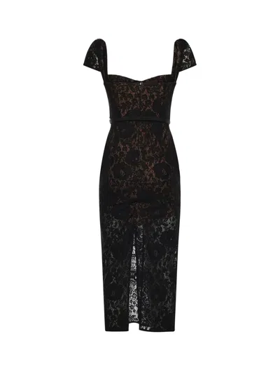Self-portrait Belted Embellished Cotton-blend Lace Midi Dress In Black