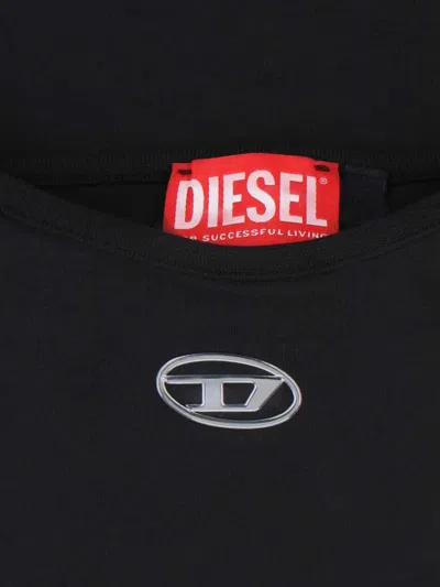 Diesel Mini Dress With Spaghetti Straps And Scoop Neck In Black