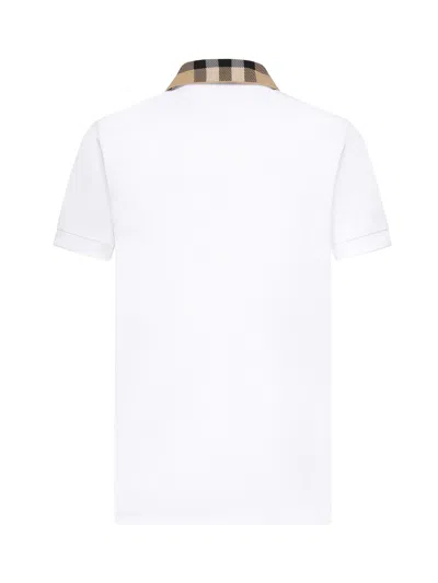 Burberry Check-collar White Polo Shirt With Three-button Placket
