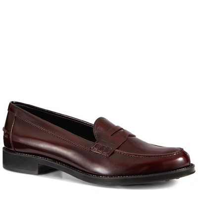 Tod's Leather Loafers In Brule` Medio