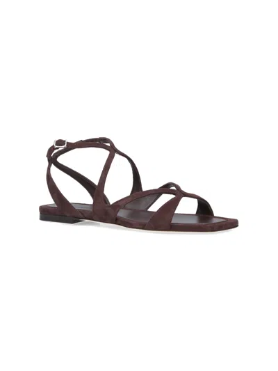 Jimmy Choo Ayla Brown Sandals With Square Toe And Ankle Buckle Closure In Suede Woman