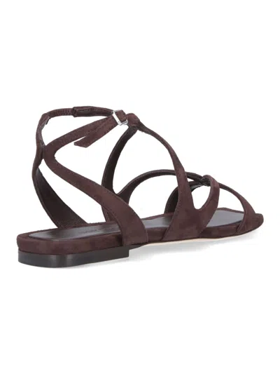 Jimmy Choo Ayla Brown Sandals With Square Toe And Ankle Buckle Closure In Suede Woman