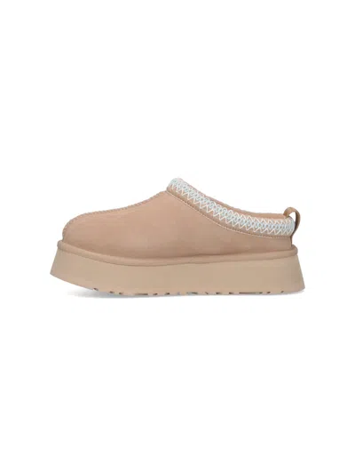 Ugg Tazz Beige Sabot With Embossed Logo In Suede Woman In Multi