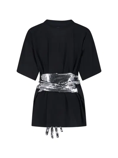 Mm6 Maison Margiela Short-sleeve Black T-shirt With Disco-style Gloves