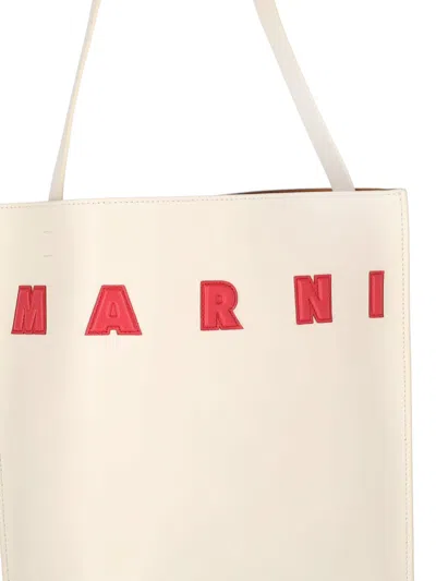 Marni Rectangular Calf Leather Shoulder Bag In White