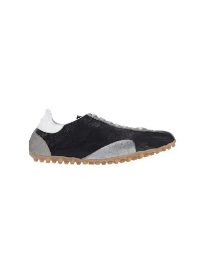 Maison Margiela Sneakers Sprinters In Suede And Leather With Vintage Finish In Black