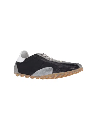 Maison Margiela Sneakers Sprinters In Suede And Leather With Vintage Finish In Black