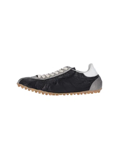 Maison Margiela Sneakers Sprinters In Suede And Leather With Vintage Finish In Black