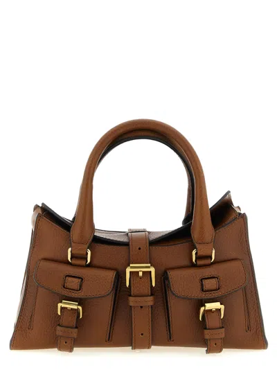 Mulberry Roxanne Brown Small Handbag With Adjustable And Removable Shoulder Strap And Two Front Pockets In Le