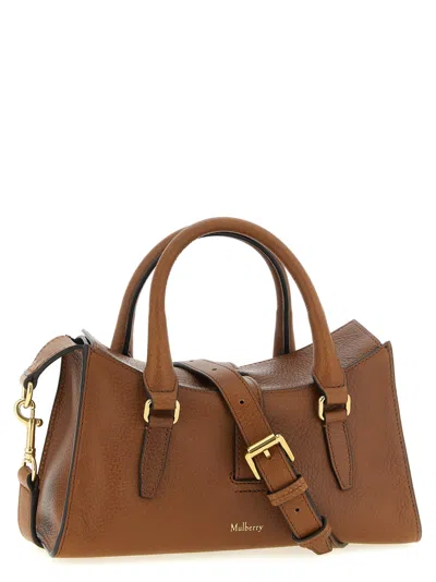 Mulberry Roxanne Brown Small Handbag With Adjustable And Removable Shoulder Strap And Two Front Pockets In Le