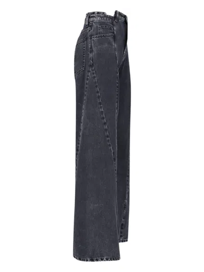 Maison Margiela Black Jeans With Wide Leg And Four-stitch Moniker Logo In Denim Woman