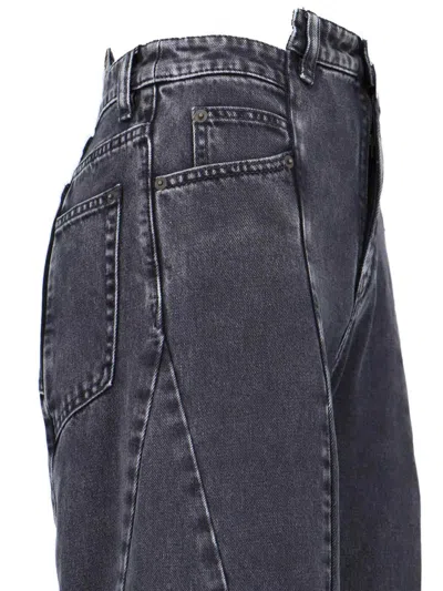 Maison Margiela Black Jeans With Wide Leg And Four-stitch Moniker Logo In Denim Woman