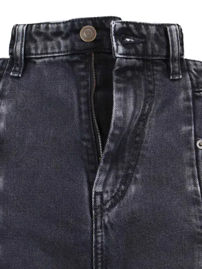 Maison Margiela Black Jeans With Wide Leg And Four-stitch Moniker Logo In Denim Woman