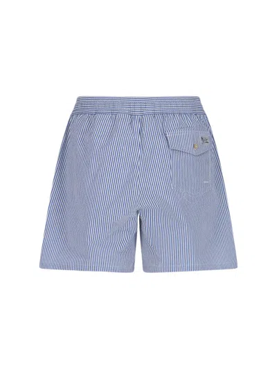 Polo Ralph Lauren Traveler Seersucker Swim Trunks In Blue