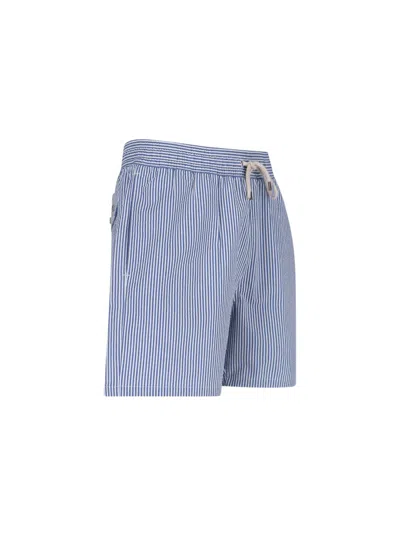 Polo Ralph Lauren Traveler Seersucker Swim Trunks In Blue