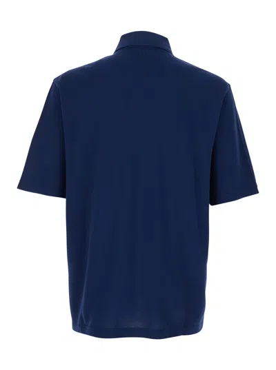 Ami Alexandre Mattiussi Blue Polo Shirt With Adc Patch Logo In Cotton Uomo In Multi