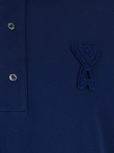 Ami Alexandre Mattiussi Blue Polo Shirt With Adc Patch Logo In Cotton Uomo In Multi