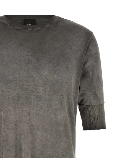 Thom Krom 940 Raw-cut Double-layer T-shirt In Gray