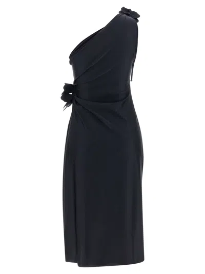 Coperni Fitted Mini Dress With Faux-flower Detailing In Black