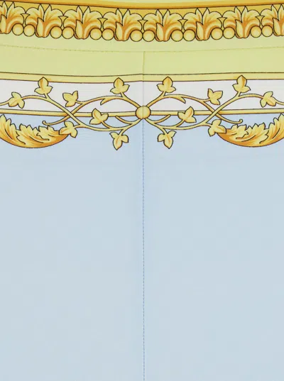 Versace Blue Leggings With All-over Geometric Print In Stretch Fabric Woman In Multi