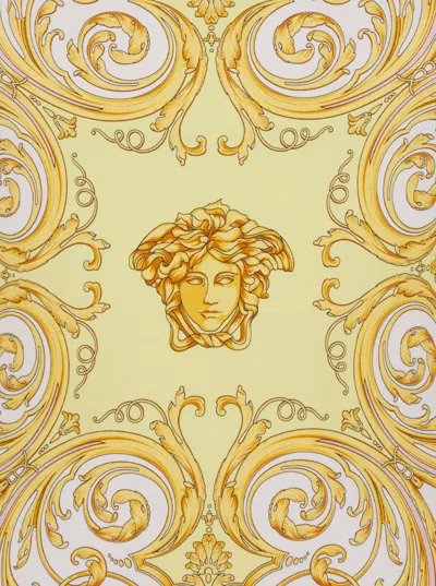 Versace Multicolor One-piece Swimsuit With All-over Medusa Print In Stretch Fabric Woman In Gold