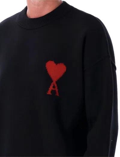 Ami Alexandre Mattiussi Ami Paris Ami Paris De Coeur Wool Cardigan In Black