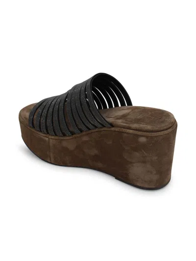 Brunello Cucinelli Platform Sandals In Black