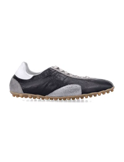 Maison Margiela Sneakers Sprinters In Suede And Leather With Vintage Finish In Black