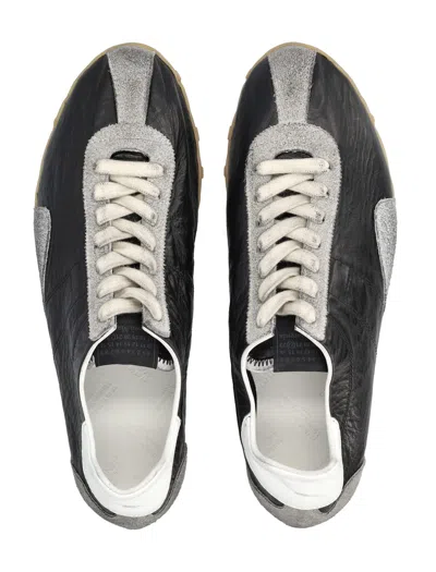 Maison Margiela Sneakers Sprinters In Suede And Leather With Vintage Finish In Black