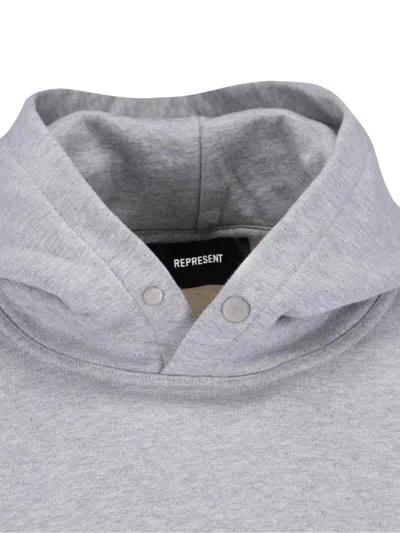 Represent Pullover Hoodie With Snap Button Closure In Gray