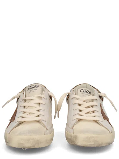 Golden Goose Super Star Leather Upper Horsy Leo Printed Collar Suede Star Sneakers White In Neutral
