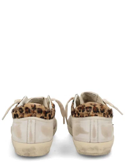 Golden Goose Super Star Leather Upper Horsy Leo Printed Collar Suede Star Sneakers White In Neutral