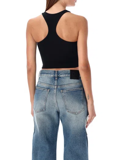 Off-white Top A Coste Con Scollo Olimpionico E Logo Off In Black
