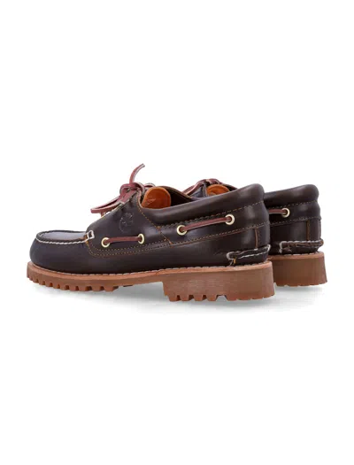 Timberland Authentic Brown Loafers With Embossed Logo On The Side In Leather Man In Burgundy