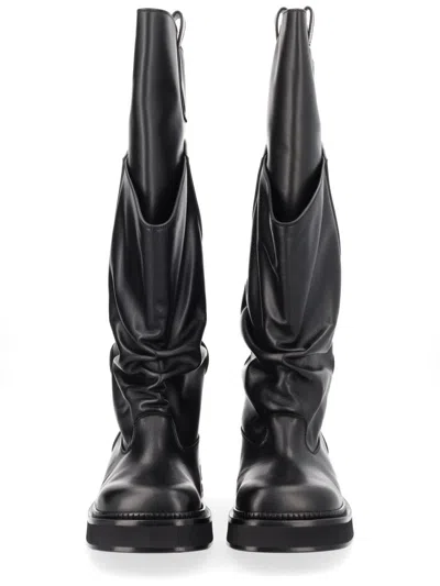 Attico Passeggiata Black Boots With Heel-tab And Rubber Sole In Leather Woman