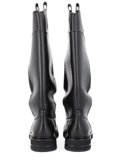 Attico Passeggiata Black Boots With Heel-tab And Rubber Sole In Leather Woman