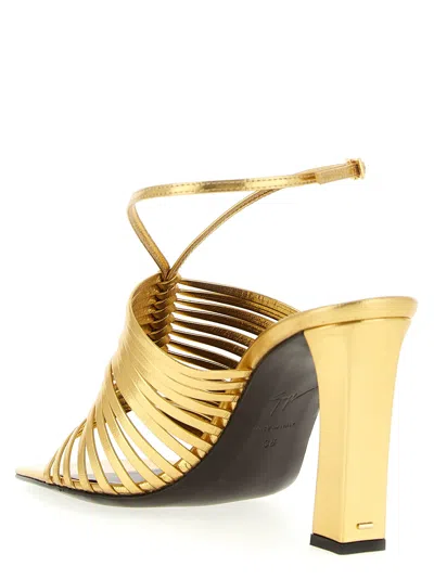 Giuseppe Zanotti Savoia Sandals Ankle Strap Open Square Toe In Gold
