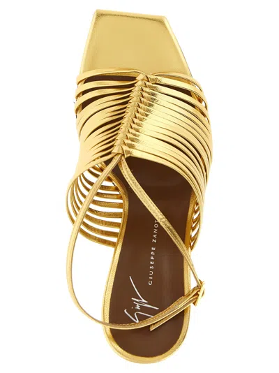 Giuseppe Zanotti Savoia Sandals Ankle Strap Open Square Toe In Gold